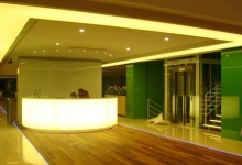 Reception with backlit wall
