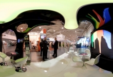 Translucent 3D ceiling in exposition