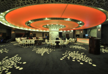 Installed stretch ceiling inside gym