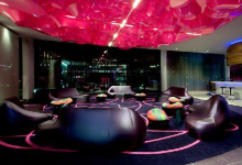 Wavy ceiling in hotel lobby