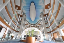 Hotel with printed panorama ceiling