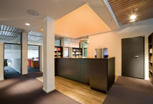 Office reception with translucent ceiling