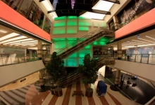 Luminous stretch ceiling in shopping mall