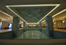 Stretch ceiling above swimming pool