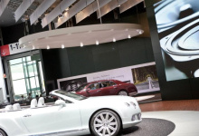 Installed modular ceiling panel in car dealership