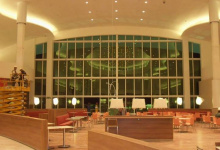 Banquet hall with suspended ceiling